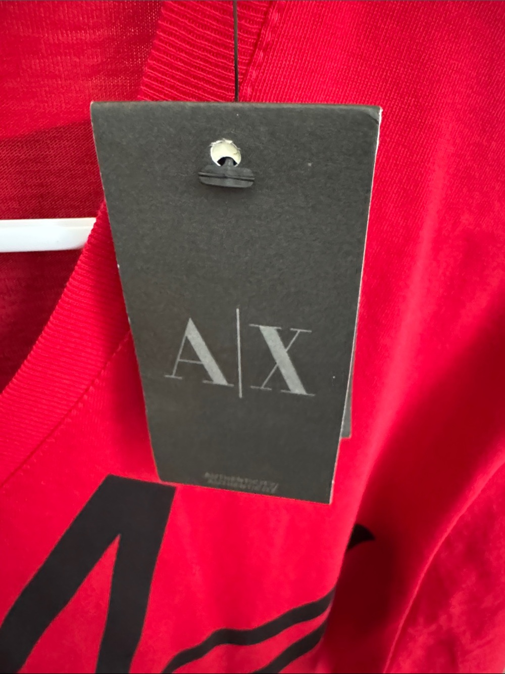 Armani Exchange Red Short-Sleeve V-Neck Graphic Tee - Picture 7 of 8